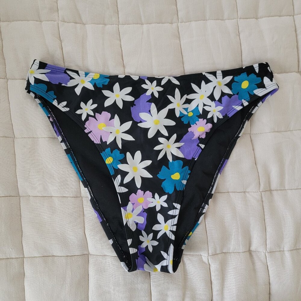 Black Floral Bikini Top